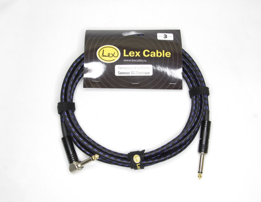 Гитарный кабель Lex Cable Classique черно-синий (прямой-угловой)